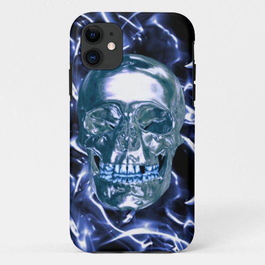 Electric Blue Chrome Skull iPhone 5G Hoesje (Achterkant)