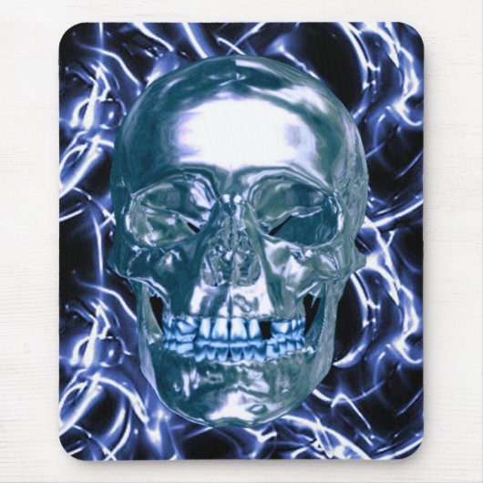 Electric Blue Chrome Skull-Muismat Muismat (Voorkant)