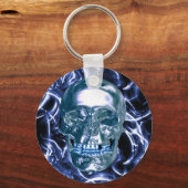 Electric Blue Chrome Skull Sleutelhanger (Voorkant)