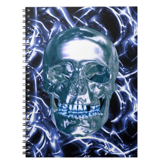 Electric Blue Chrome Skull Spiral Notitieboek (Voorkant)