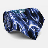 Electric Blue Chrome Skull Stropdas (Opgerold)