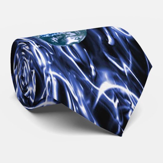 Electric Blue Chrome Skull Stropdas (Opgerold)