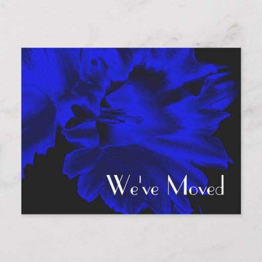 Electric Blue Daffodil New Address Floral Briefkaa Aankondigingskaart (Voorkant)