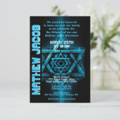 Electric Blue en Bar Mitzvah Uitnodiging (Staand voorkant)