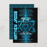 Electric Blue en Bar Mitzvah Uitnodiging<br><div class="desc">Een leuke elektrische blauwe Bar Mitzvah Invitation card.</div>