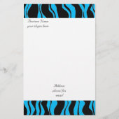 Electric Blue en Black Zebra Pattern Briefpapier (Voorkant)