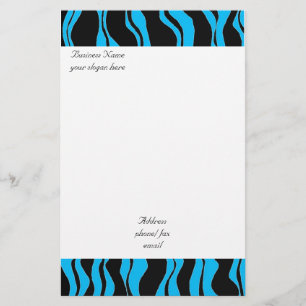 Electric Blue en Black Zebra Pattern Briefpapier