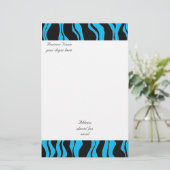 Electric Blue en Black Zebra Pattern Briefpapier (Staand voorkant)