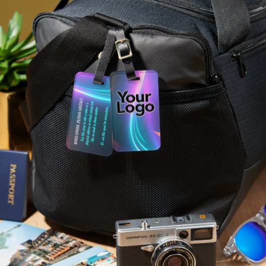 Electric Blue en Pink Neon Serenity Swirl w / Logo Bagagelabel (Voorkant /achterkant)