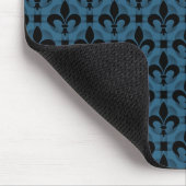 Electric Blue Fancy Fleur de lis Mousepad Muismat (Hoek)