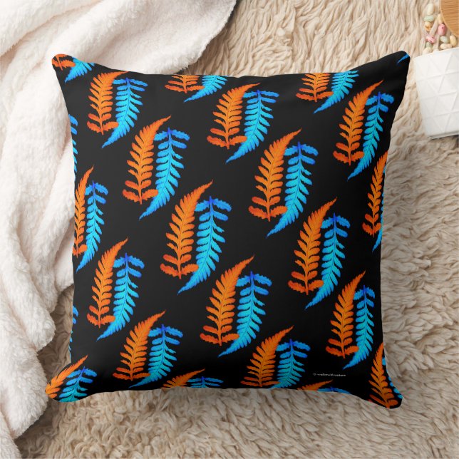 Electric Blue Fiery Oranje Japanse gekleurde strij Kussen (Deken)