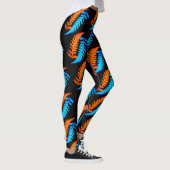 Electric Blue Fiery Oranje Japanse gekleurde strij Leggings (Rechts)