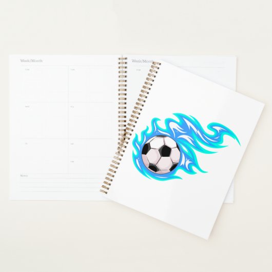 Electric Blue Flaming Soccer Ball Sports Planner (Display)
