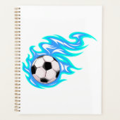 Electric Blue Flaming Soccer Ball Sports Planner (Voorkant)