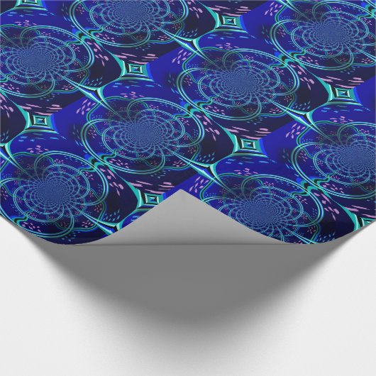 Electric Blue Fractal Pattern Cadeaupapier (Hoek)