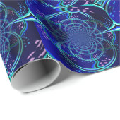 Electric Blue Fractal Pattern Cadeaupapier (Rol Hoek)