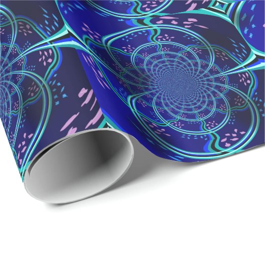 Electric Blue Fractal Pattern Cadeaupapier (Rol Hoek)