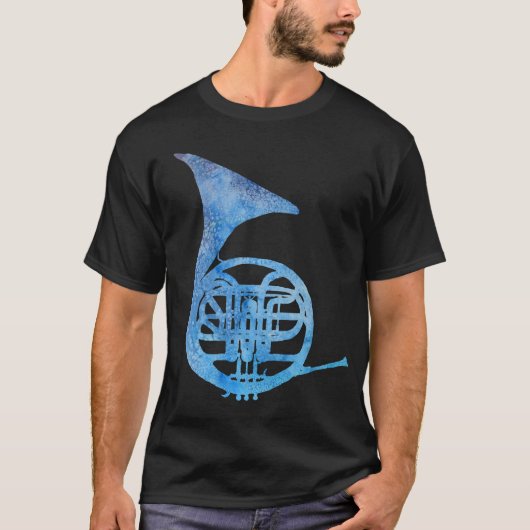 Electric Blue French Horn T-shirt (Voorkant)