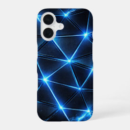 Electric Blue Geometric Energy Grid Phone Case iPhone 16 Hoesje