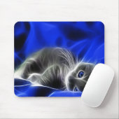 Electric Blue Glowing Cat Abstract Muismat (Met muis)