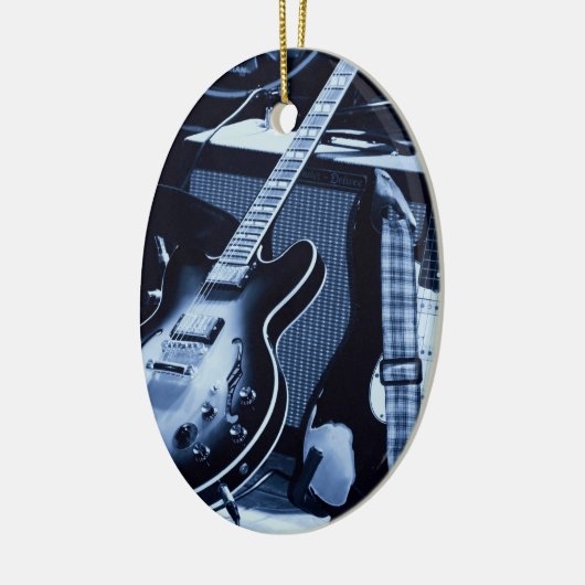 Electric Blue Guitar Keramisch Ornament (Links)