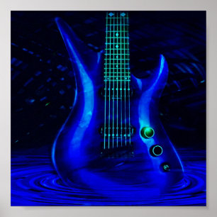 Electric Blue Guitar Poster