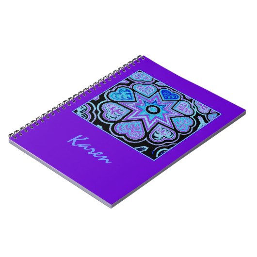 Electric Blue Hearts & Stars Notitieboek/Journal Notitieboek (Linkerzijde)