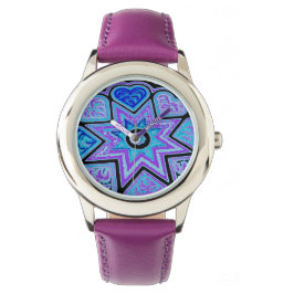Electric Blue Hearts & Stars Watch Horloge