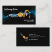 Electric Blue Lightning Guitar Music Teacher Visitekaartje (Voorkant / Achterkant)