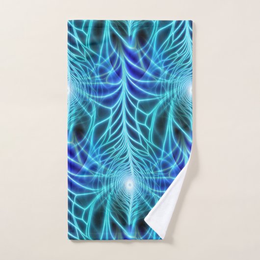 Electric Blue Luminous Fractal Repeating Pattern Bad Handdoek (Handdoek)