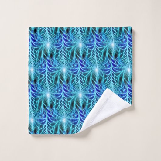 Electric Blue Luminous Fractal Repeating Pattern Bad Handdoek (Wasdoekje)