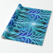 Electric Blue Luminous Fractal Repeating Pattern Cadeaupapier (Uitgerold)