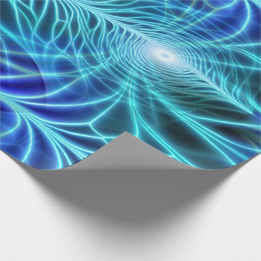 Electric Blue Luminous Fractal Repeating Pattern Cadeaupapier (Hoek)