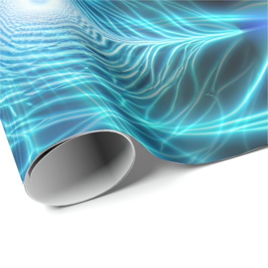 Electric Blue Luminous Fractal Repeating Pattern Cadeaupapier (Rol Hoek)