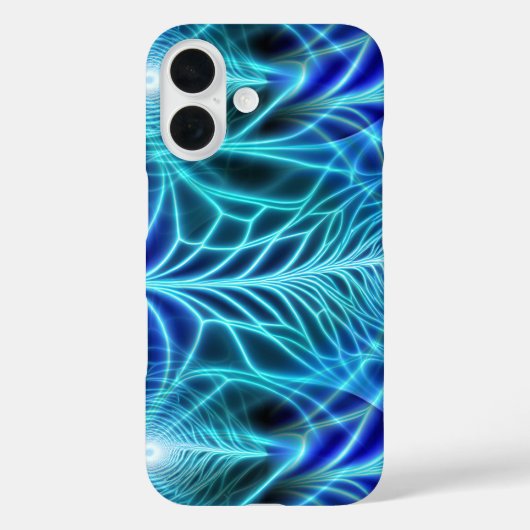 Electric Blue Luminous Fractal Repeating Pattern Case-Mate iPhone Case (Achterkant)