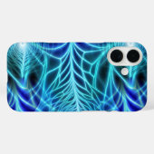 Electric Blue Luminous Fractal Repeating Pattern Case-Mate iPhone Case (Achterkant (horizontaal))