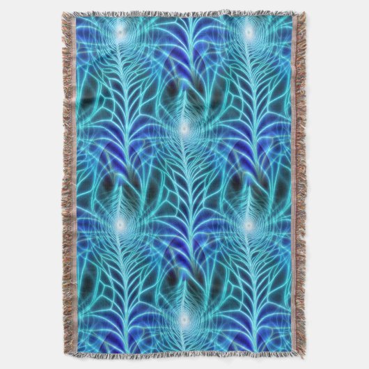 Electric Blue Luminous Fractal Repeating Pattern Deken (Voorkant Verticaal)