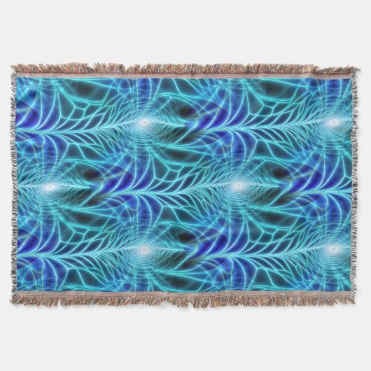 Electric Blue Luminous Fractal Repeating Pattern Deken (Voorkant)