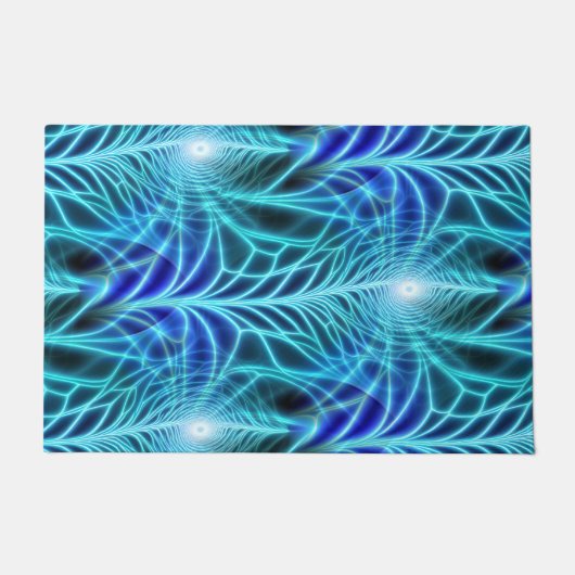Electric Blue Luminous Fractal Repeating Pattern Deurmat (Voorkant)