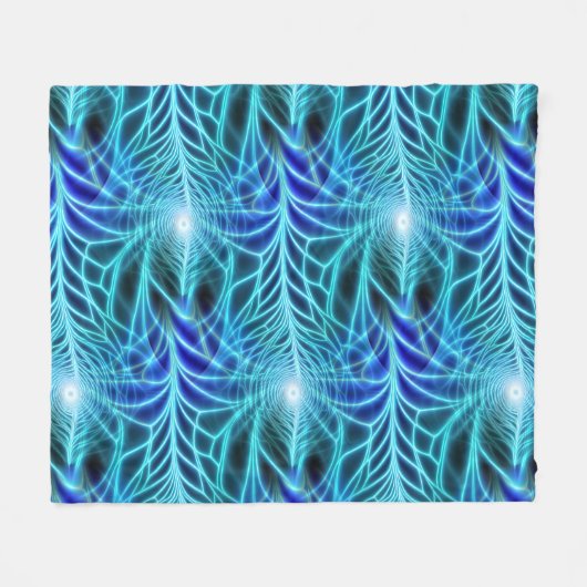 Electric Blue Luminous Fractal Repeating Pattern Fleece Deken (Voorkant (Horizontaal))