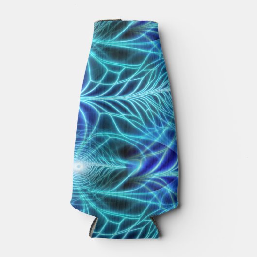 Electric Blue Luminous Fractal Repeating Pattern Flesjeskoeler (Voorkant)