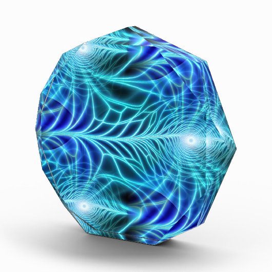 Electric Blue Luminous Fractal Repeating Pattern Fotoblokken (Rechts)