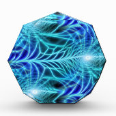 Electric Blue Luminous Fractal Repeating Pattern Fotoblokken (Voorkant)