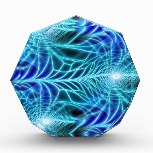 Electric Blue Luminous Fractal Repeating Pattern Fotoblokken (Voorkant)