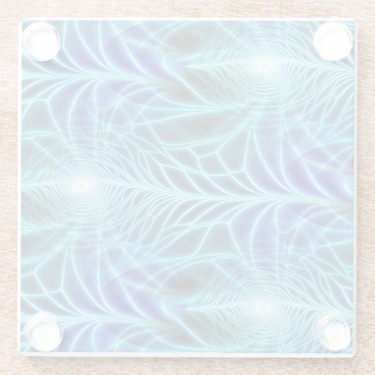 Electric Blue Luminous Fractal Repeating Pattern Glazen Onderzetter (Achterkant)
