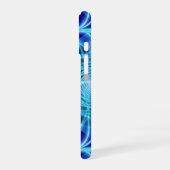 Electric Blue Luminous Fractal Repeating Pattern iPhone 16 Hoesje (Linkerkant)