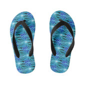 Electric Blue Luminous Fractal Repeating Pattern Kinder Teenslippers (Voetbed)