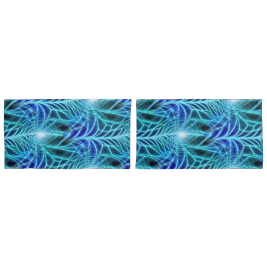 Electric Blue Luminous Fractal Repeating Pattern Kussensloop (Voorkant-Set)