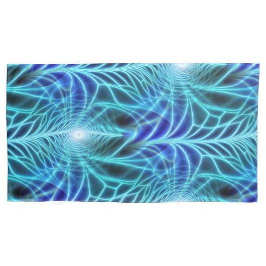 Electric Blue Luminous Fractal Repeating Pattern Kussensloop (Voorkant-Links)