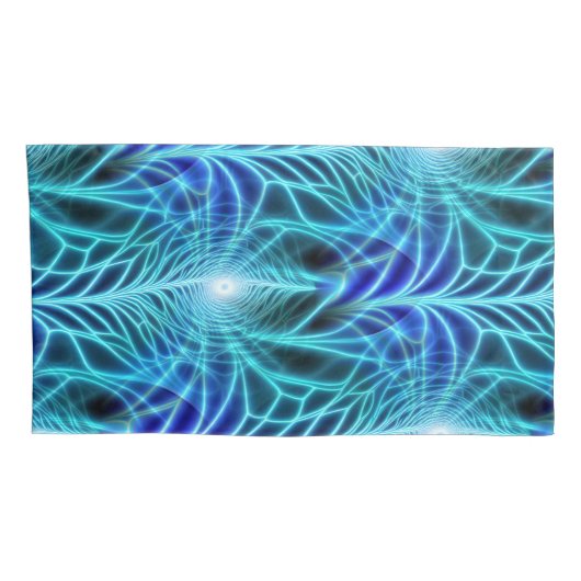 Electric Blue Luminous Fractal Repeating Pattern Kussensloop (Achterkant-Rechts)